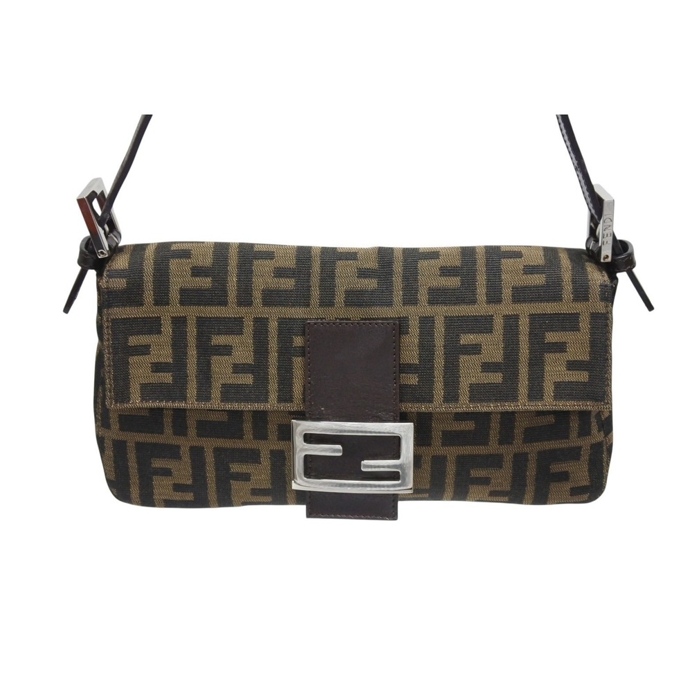 Fendi Bucket leather Zucca canvas brown Mamma Hobo Shoulder bag One